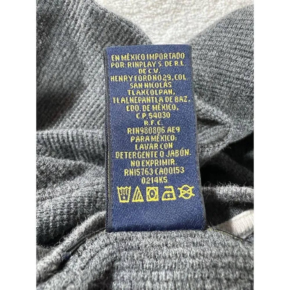 Polo Ralph Lauren Mens 2XL‎ Gray Waffle Knit Thermal Long Sleeve Pony Logo Shirt